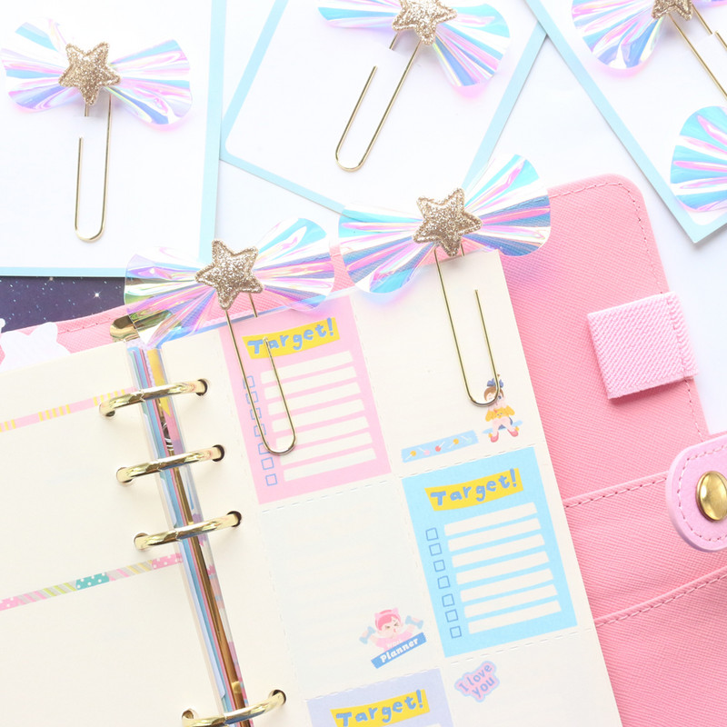 Domikee bomboane drăguțe creative laser Arc student școală agrafe kawaii fete coreene clip semn de carte papetărie rechizite cadou
