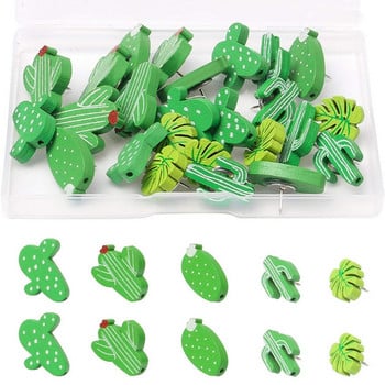 Διακοσμητικός χάρτης Push Pins Thumb Tacks with Cactus Leaf Heads Steel Needle for Notice Πίνακας από φελλό Μαρκαδόροι Φωτογραφίες Τοίχος 30x