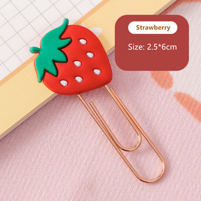 Yisuremia 5pcs/Lot Kawaii metalna spajalica za papir crtani jagoda ukrasna oznaka za bilješke stezaljke za školski uredski pribor