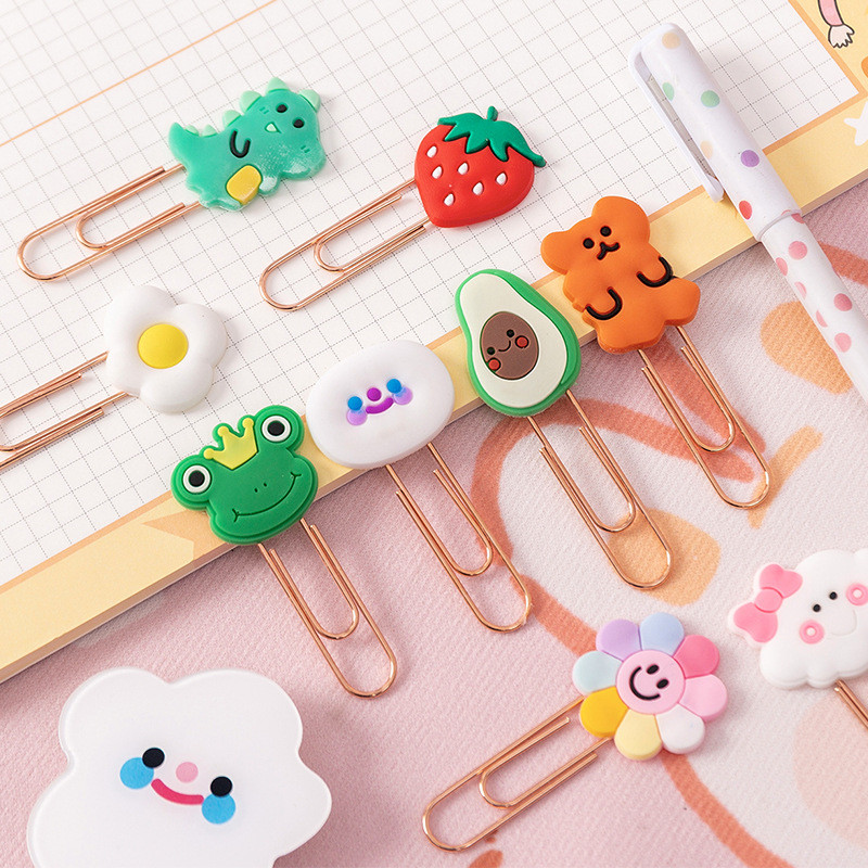 Yisuremia 5pcs/Lot Kawaii metalna spajalica za papir crtani jagoda ukrasna oznaka za bilješke stezaljke za školski uredski pribor