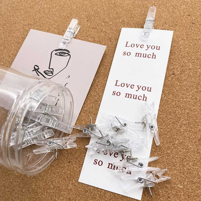 Prozirne pribadače od 20 komada Uredske slike Papirnati dokumenti Pribadača