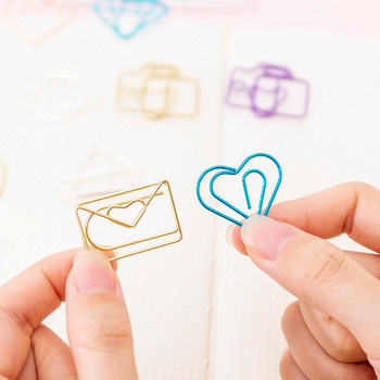 Yisuremia 10 бр./Партида Kawaii Metal Paper Clip Creative Heart Star Decorative Bookmark Memo Binder Clips Училищни канцеларски материали