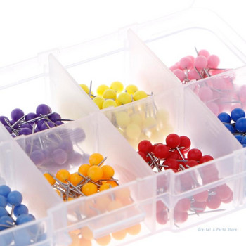 M17F 10 Χρώματα Push Pins Στρογγυλά πλαστικά για κεφάλι με ατσάλινο αιχμή Ποικιλία πολύχρωμα P