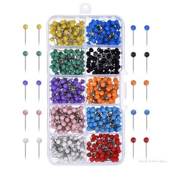M17F 10 Χρώματα Push Pins Στρογγυλά πλαστικά για κεφάλι με ατσάλινο αιχμή Ποικιλία πολύχρωμα P