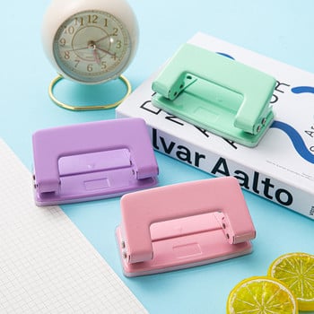 Χειροκίνητο puncher Portable Double Hole Punch Candy Color Journal Λεύκωμα Λεύκωμα Hole Punch Χαριτωμένα επιστολόχαρτα προμήθειες βιβλιοδεσίας γραφείου