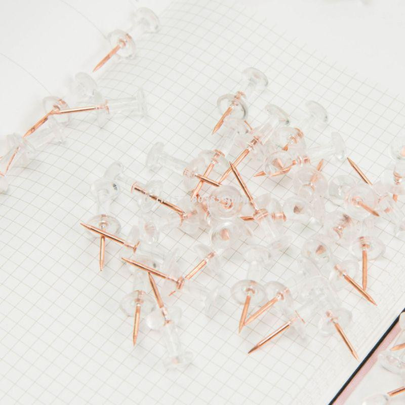 100 kom prozirne ružičaste zlatne igle za palac igle za palčeve za ploču igle za crtanje fotografija na zidu Uredski školski pribor