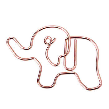 Χαριτωμένος ελέφαντας ροζ χρυσός συνδετήρες δημιουργικοί μεταλλικοί σελιδοδείκτες Φωτογραφικό σημείωμα Κλιπ εισιτηρίου Kawaii Stationery School Προμήθειες γραφείου