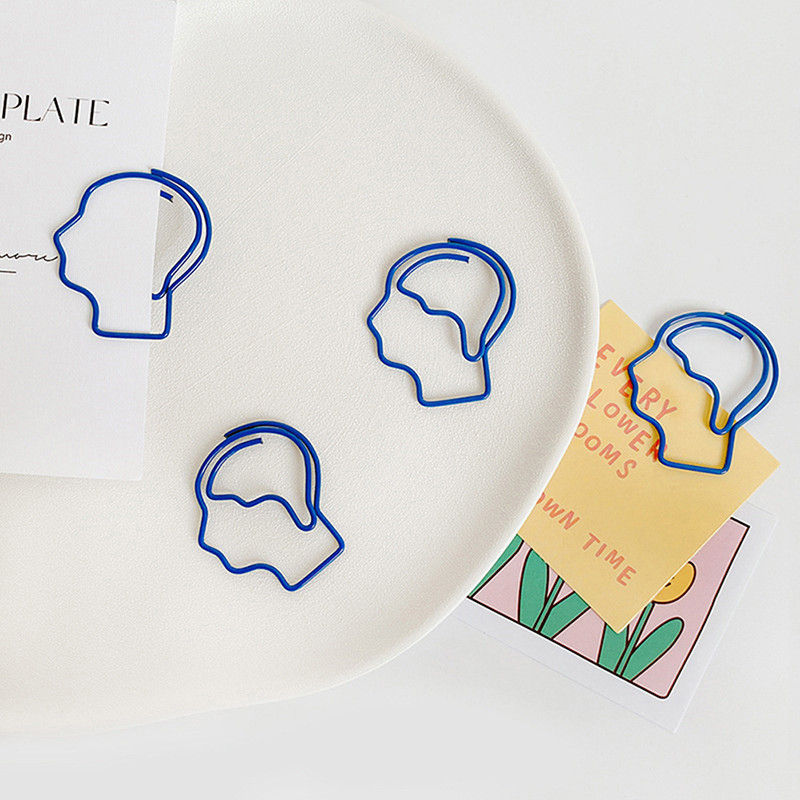 10PCS Cute Man Avatar Oznaka spajalica za papir Školski uredski materijal Metalni materijal Escolar Papelaria Poklon pribor