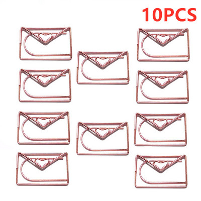 Ružovo-zlatá sponka na papier Love, kreatívna sponka v špeciálnom tvare, kovové kancelárske doplnky, sponky na papier, kovové sponky na papier, záložka