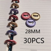 30PCS28MM värvi matt köitmisketta pannal, plastikust sidumisrõngas, liblikas stiilis lahtise lehe seeneauguga köite-CD,