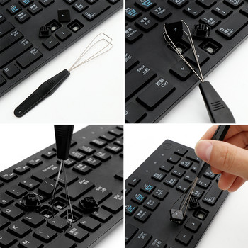 1PC Полезен инструмент за отстраняване на капачката на клавиша на клавиатурата с инструмент за почистване на стомана за разтоварване Стартер на клавиатурата Помощ за почистване на прах