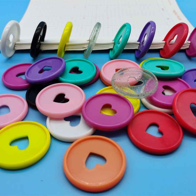 30 de bucăți Notebook cu frunze libere inel de legare din plastic 35 MM orificiu pentru ciuperci Notebook disc de legare inimă bricolaj materiale de legare pentru birou