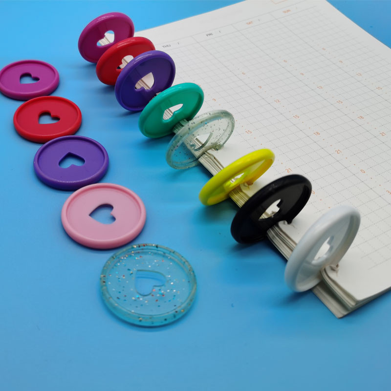 30 de bucăți Notebook cu frunze libere inel de legare din plastic 35 MM orificiu pentru ciuperci Notebook disc de legare inimă bricolaj materiale de legare pentru birou