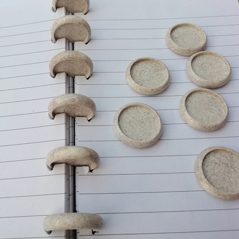 12 vnt Kviečių šiaudų žiedo diskų segtuvas Degraduojantis grybų skylutė sąsiuvinio diskai planuotojui dienoraščio knygos diskas biuro įrišimo sagtis 24m