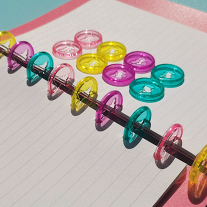 30PCS 28MM plastična prstenasta kopča za uvezivanje, žele proziran uzorak leptira, poseban CD za uvezivanje za bilježnicu za djevojčice