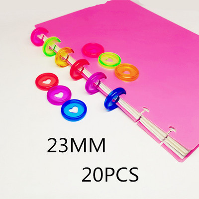 20PCS, 23MM kopča za uvezivanje s rupom u obliku gljive prikladna za djevojčice, notes s otvorenim listovima, prozirni plastični ljubavni disk za uvezivanje.