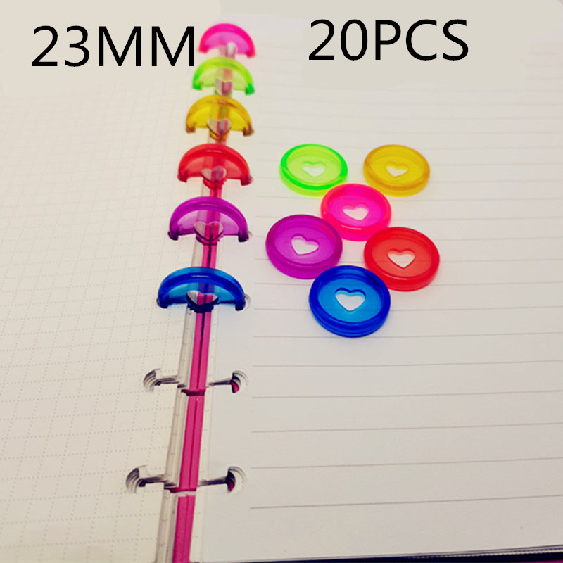 20PCS, 23MM kopča za uvezivanje s rupom u obliku gljive prikladna za djevojčice, notes s otvorenim listovima, prozirni plastični ljubavni disk za uvezivanje.