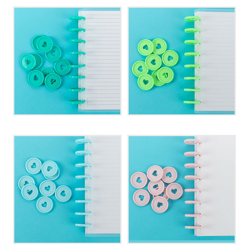 11 buc/cutie Inele de legare cu inimă Disc de legare 35 mm Orificie pentru ciuperci Planificator pentru album de însemnări Discuri pentru caiet în foițe libere Rechizite pentru birou și școală
