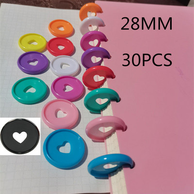 30PCS 28MM plastični prsten za uvez u boji kopča labavi listovi gljiva rupa pribor za prijenosna računala uredski uvez za učenje