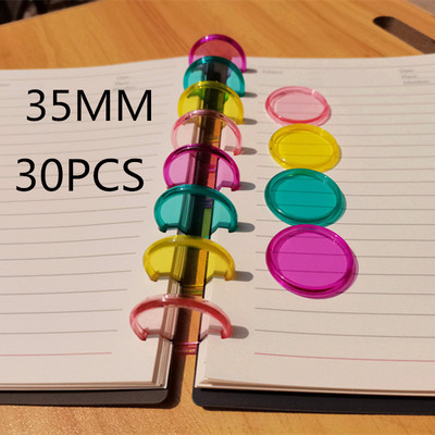 30PCS35MM želejas krāsa caurspīdīga cieta stiprinājuma gredzens sēņu caurums apaļa plāksne sprādze DIY sēņu caurums piezīmjdatora piederumi