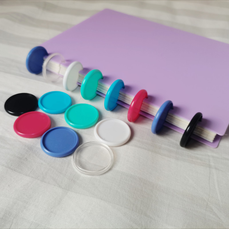 30 de bucăți de ciuperci, din plastic, cataramă cu inel de legare, noua gaură de ciuperci inserabilă, bloc de note cu foi libere, disc cu foi de 32 mm