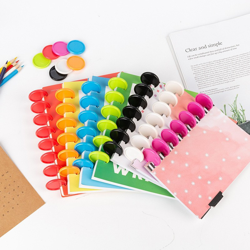 30 de bucăți de ciuperci, din plastic, cataramă cu inel de legare, noua gaură de ciuperci inserabilă, bloc de note cu foi libere, disc cu foi de 32 mm