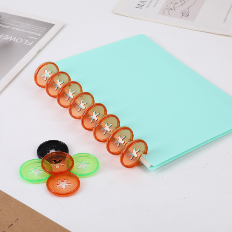 20PCS35MM pločica za uvezivanje bilježnica s slobodnim listovima, kopča, plastični prsten za uvezivanje, smajli uzorak rupe u obliku gljive, pribor za uvez bilježnice