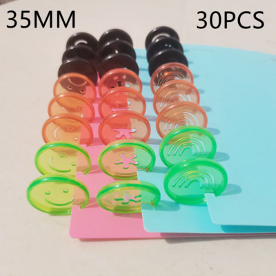 30PCS35MM усмихнато лице, морска звезда, дъга, пластмасов пръстен за подвързване, катарама за тетрадка, консумативи за подвързване на тетрадка с отпусната дупка за гъби