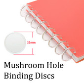 35 mm 20 buc Placă de legare cu orificiu de ciupercă transparentă Placă de legare pliabilă la 360 de grade Legare cu inele din plastic Materiale de birou