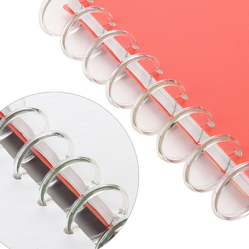 35 mm 20 buc Placă de legare cu orificiu de ciupercă transparentă Placă de legare pliabilă la 360 de grade Legare cu inele din plastic Materiale de birou