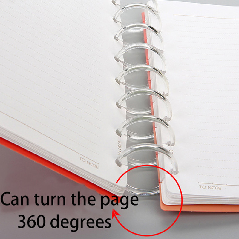 35 mm 20 buc Placă de legare cu orificiu de ciupercă transparentă Placă de legare pliabilă la 360 de grade Legare cu inele din plastic Materiale de birou