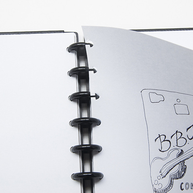 Visokokvalitetni plastični prsten za uvezivanje u crnoj zlatnoj boji, disk, labavi prsten, otprilike rola, rupa u obliku gljive, unutarnja pohrana bilježnice za ured