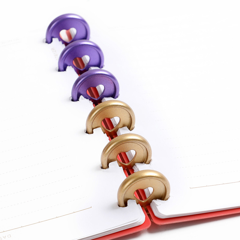 24 MM disk za uvezivanje s matiranom kopčom u obliku gljive i rupe u obliku srca. DIY kopča s labavim listovima, prsten za uvez za bilježnicu, plastični gumb, uredski materijal