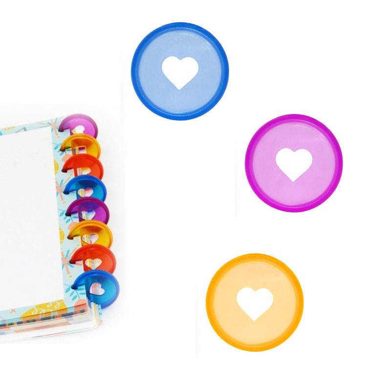 Plastični diskovi za uvezivanje u obliku srca od 24 mm za Discbound prijenosno računalo Gljiva tipa T Planer s rupama Prsten za uvez za albume