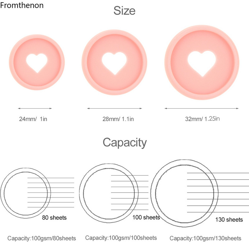 Plastični diskovi za uvezivanje u obliku srca od 24 mm za Discbound prijenosno računalo Gljiva tipa T Planer s rupama Prsten za uvez za albume