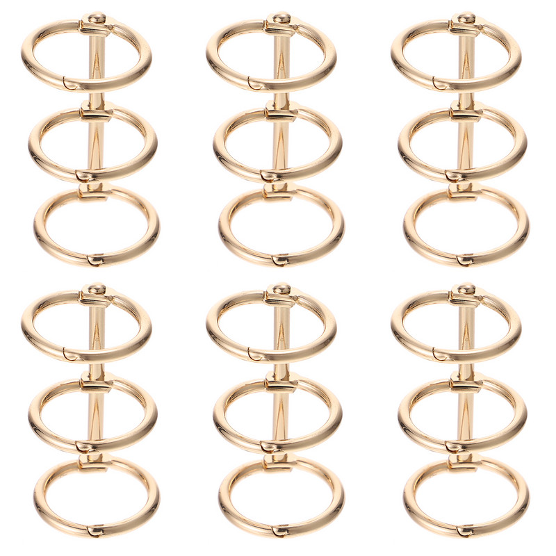 6 vnt Aplanko žiedas Popieriaus žiedai Knygų segiklis Įrankis Lydinio Plastikiniai Failų Aplankai Trijų skylučių paauksuoti mygtukai Užrašų bloknotas „Pasidaryk pats“