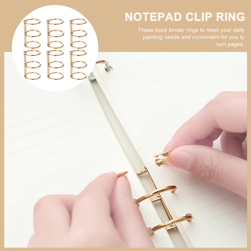 6 vnt Aplanko žiedas Popieriaus žiedai Knygų segiklis Įrankis Lydinio Plastikiniai Failų Aplankai Trijų skylučių paauksuoti mygtukai Užrašų bloknotas „Pasidaryk pats“