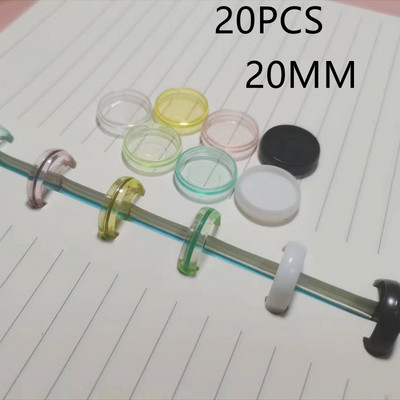 20PCS20MM Νέα διαφανής, συμπαγής πλαστική πόρπη δακτυλίου δέσιμου σε χρώμα ζελέ, αναλώσιμα βιβλιοδεσίας δίσκου με οπή μανιταριού με χαλαρά φύλλα.