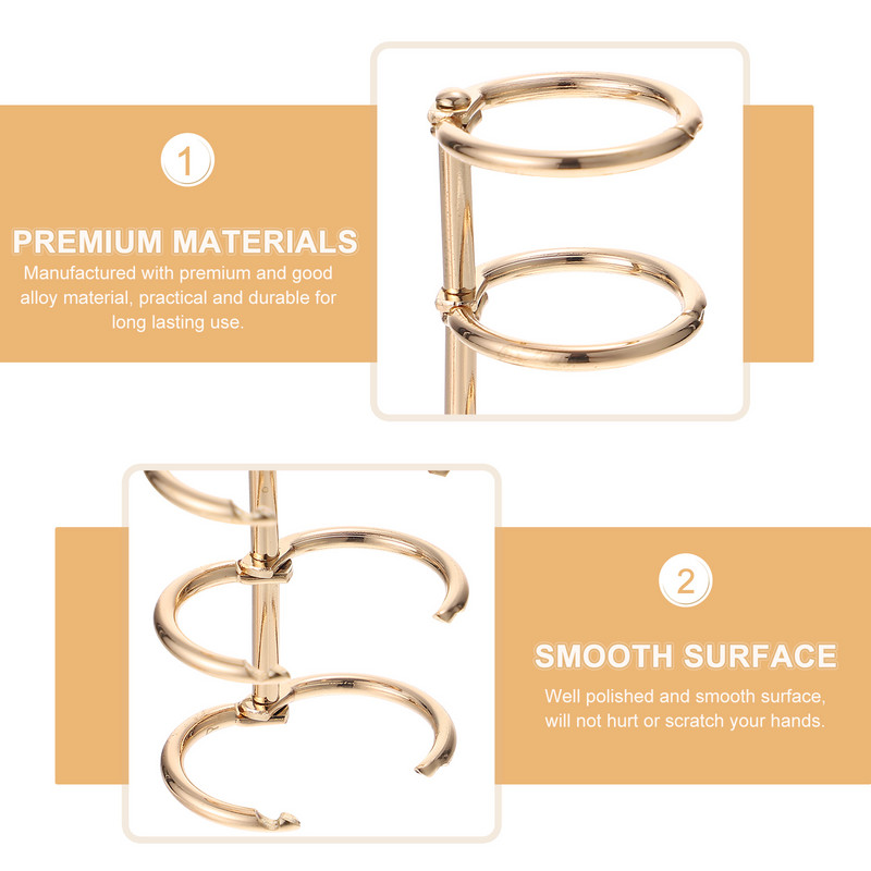 6 buc. Folder Inele Liant pentru cărți Instrument pentru inele cu trei găuri Accesorii Caiet din aliaj de dosar din plastic pentru birou