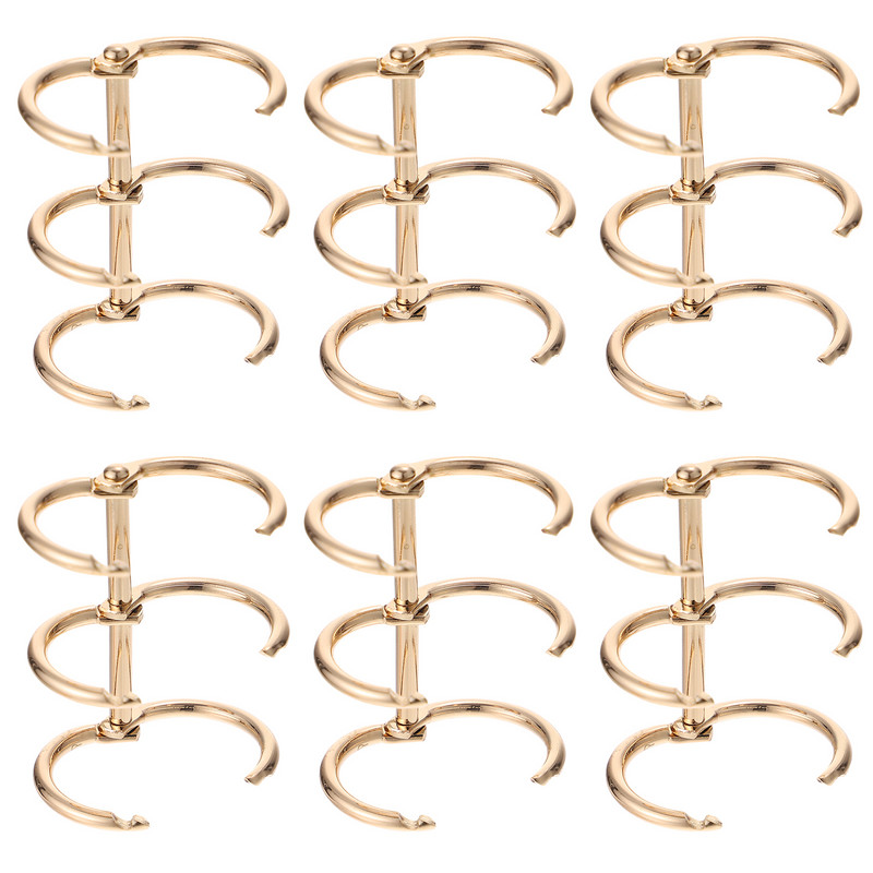 6 buc. Folder Inele Liant pentru cărți Instrument pentru inele cu trei găuri Accesorii Caiet din aliaj de dosar din plastic pentru birou