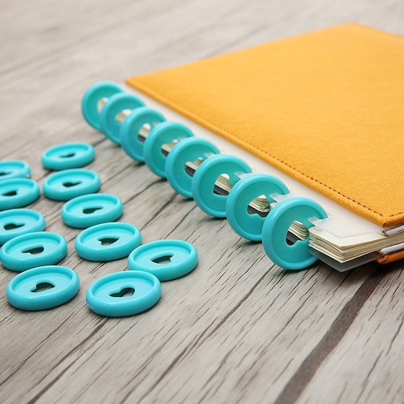 20 tk 24 mm köitepandlaga meisterdage sülearvuti värviline köitmisrõngas 360 kraadi pöörlev lahtiste lehtedega nööpnööbiga õppe kontoriköitmistarbed