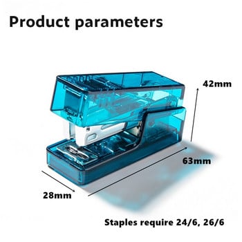 Прозрачен телбод и 640 бр. Комплект скоби 24/6 Мини размер Договорно цветно подвързване Инструменти за подвързване в офиса Ученически пособия A6777