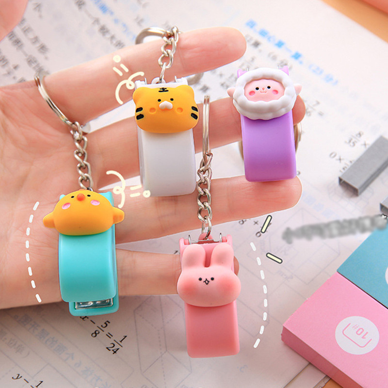 Nešiojami animacinių filmų mini segtuvai Popierinis segtuvas Kanceliarinės prekės Studentų biuro kabės Įrišimo įrankis Trimito segiklis su raktų pakabuku