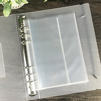 10 gab./komplekts A5 caurspīdīgs failu turētājs 6 caurumu vaļēju lapu, DIY dokumentu maisiņu saistviela Fotoattēlu uzglabāšana Iesiešanas mape Biroja stacionāra