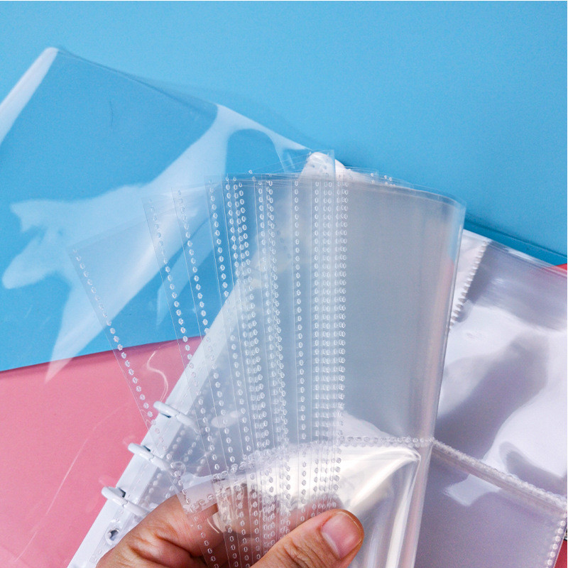 10 vnt / rinkinys A5 permatomas failų laikiklis 6 skylių laisvų lapų, pasidaryk pats, dokumentų maišelio segtuvas Nuotraukų saugykla Įrišimo aplankas Biuro stacionarus