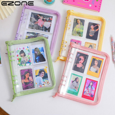 EZONE A5 Zipper Binder Loose Leaf Organizer Блестящ PVC калъф Korean Idol Album Storage Органайзер за снимки Канцеларски материали Ученически пособия
