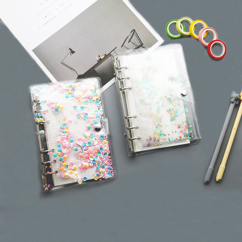 A6 A5 Binder Biudžetinis PVC Shell Gypsophila blizgučiai Užrašų knygelės viršelis Dienotvarkė Planner Bullet School Kanceliarinės prekės 1vnt