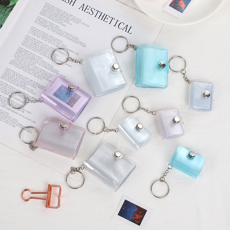 16 lapų mielas mini raktų pakabukas nuotraukų albumas 1/2 colio užspaudžiamas mygtukas kišeniniai aplankai žurnalo užrašas medžiaga popierius laikymo knyga, raštinės reikmenys