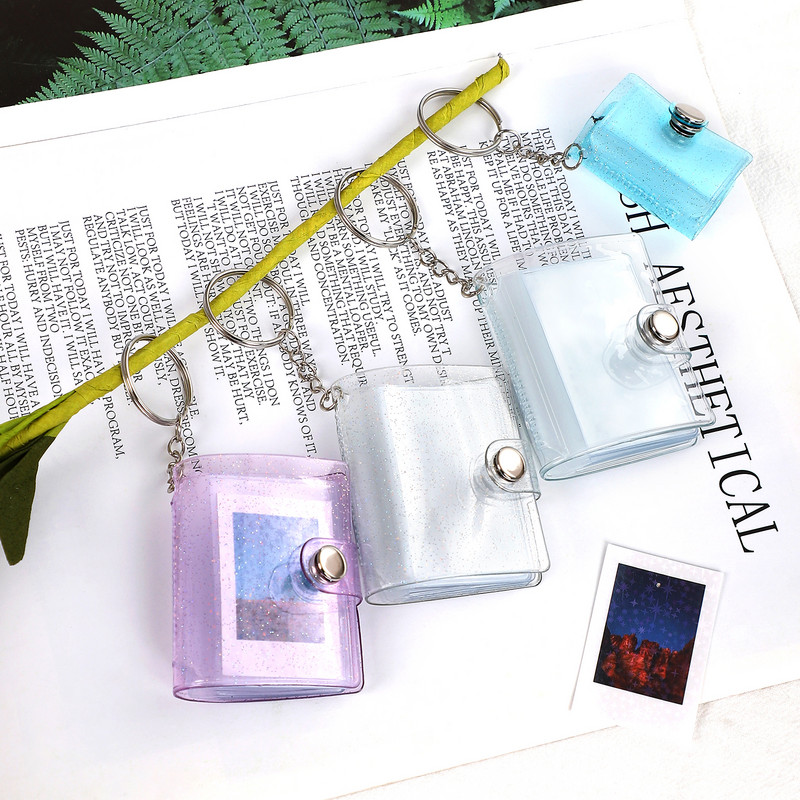 16 lapų mielas mini raktų pakabukas nuotraukų albumas 1/2 colio užspaudžiamas mygtukas kišeniniai aplankai žurnalo užrašas medžiaga popierius laikymo knyga, raštinės reikmenys