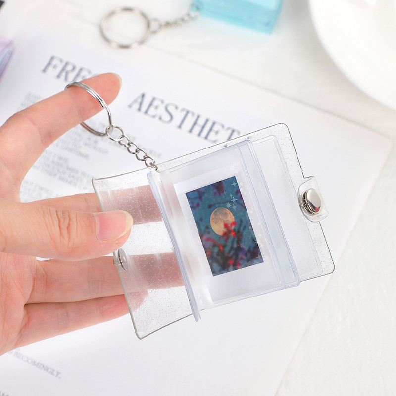 16 lapų mielas mini raktų pakabukas nuotraukų albumas 1/2 colio užspaudžiamas mygtukas kišeniniai aplankai žurnalo užrašas medžiaga popierius laikymo knyga, raštinės reikmenys